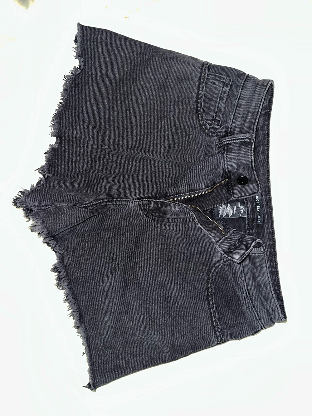 Sincerely Jules Black Frayed Hem Denim Shorts
